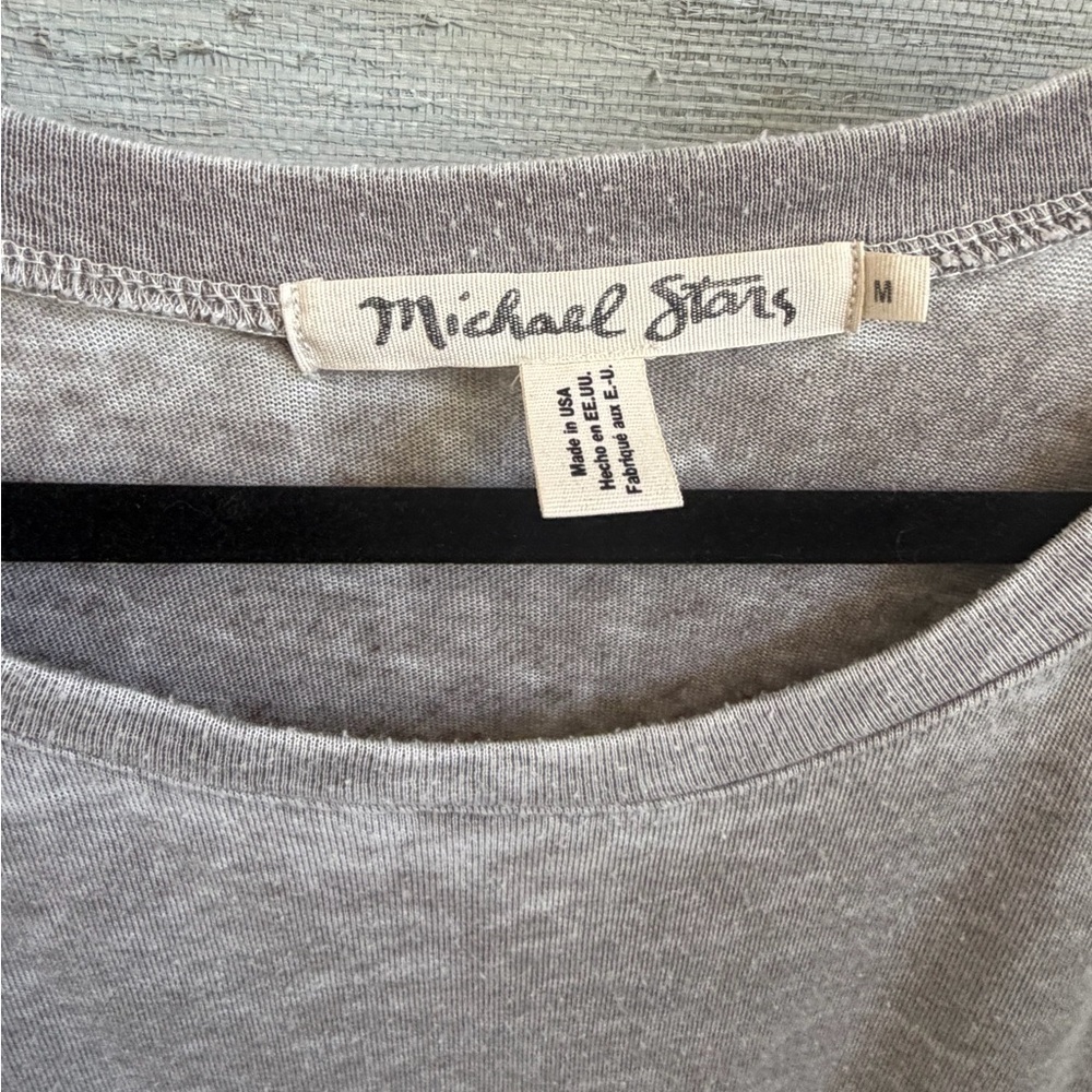 Medium Anthropologie Michael Stars Gray flutter Ruffle Sleeve Sweatshirt tee - Picture 6 of 14